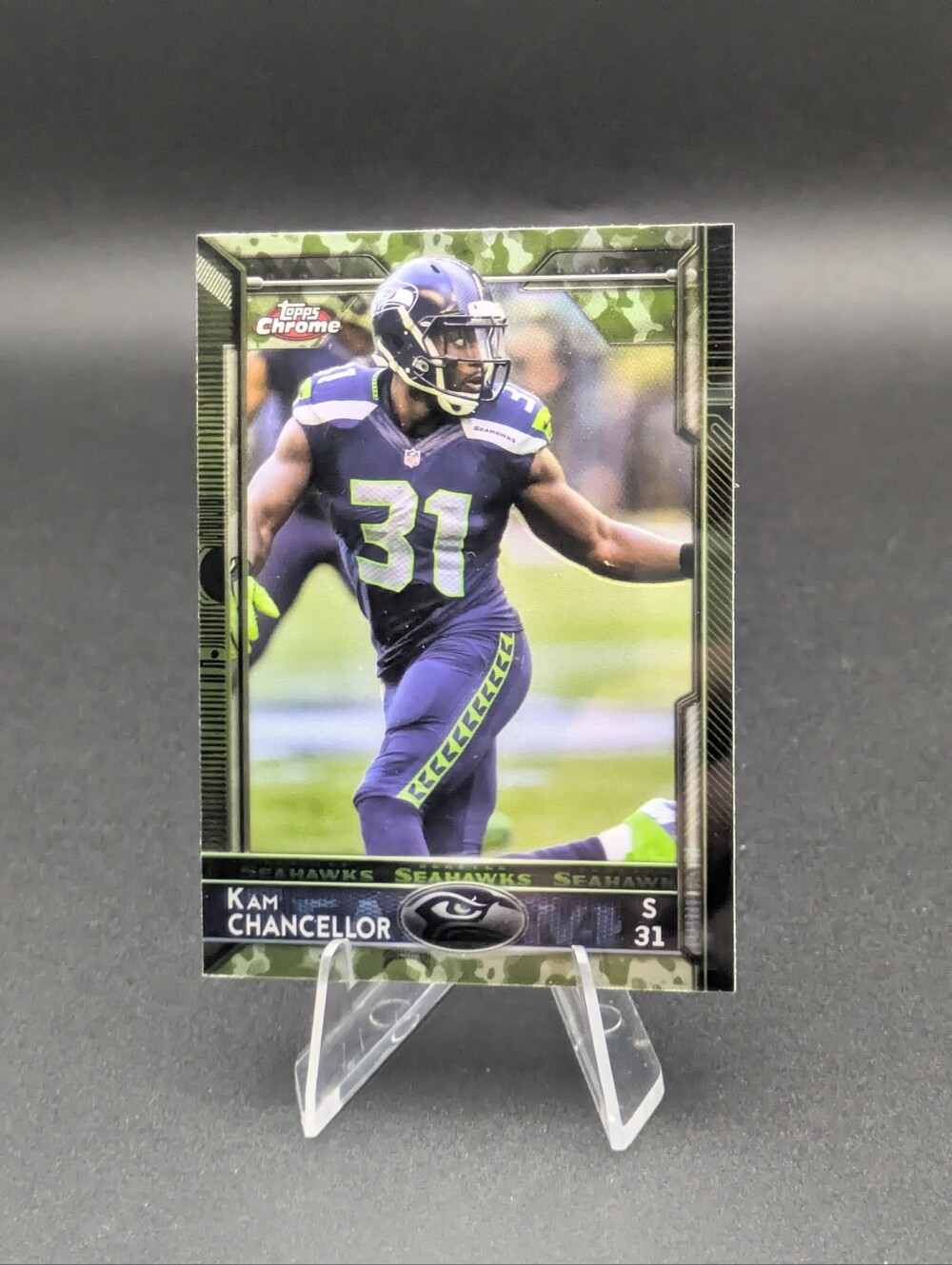 2015 Topps Chrome Mini /99 Camo STS Refractor Kam Chancellor #37 Seahawks